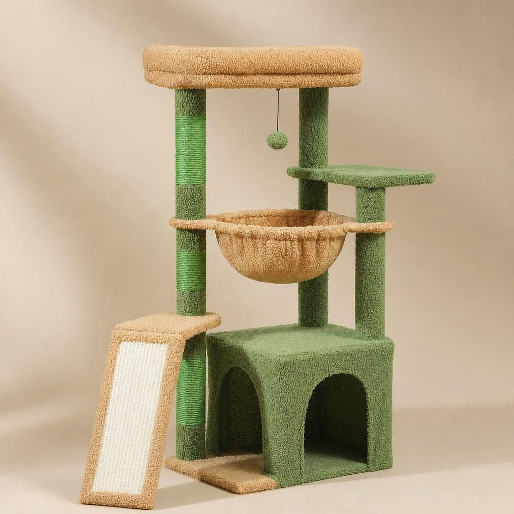Petite tour à chat Colombe sur fond uni
