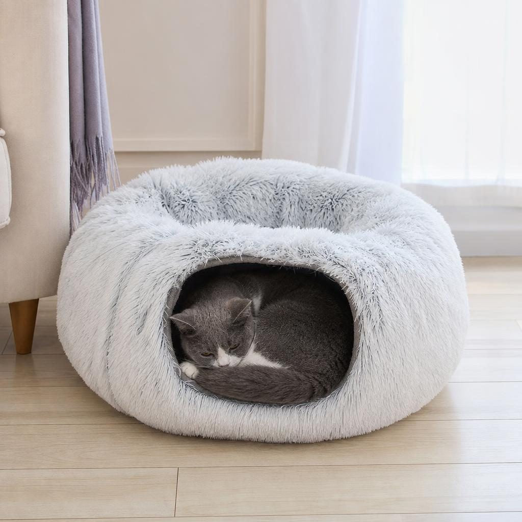 Chat endormi dans le nid fermé Faustine