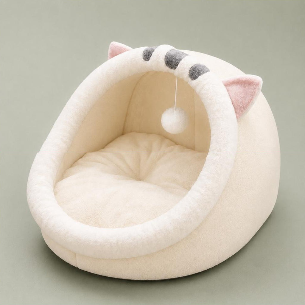 Couchage cocon Suzanne blanc creme, dome semi-ferme avec bourrelet creme