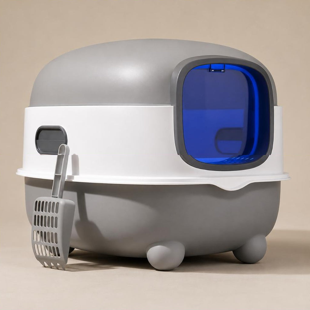 Maison de toilette fermée Juliette coloris gris, dôme détachable et porte battante teintée