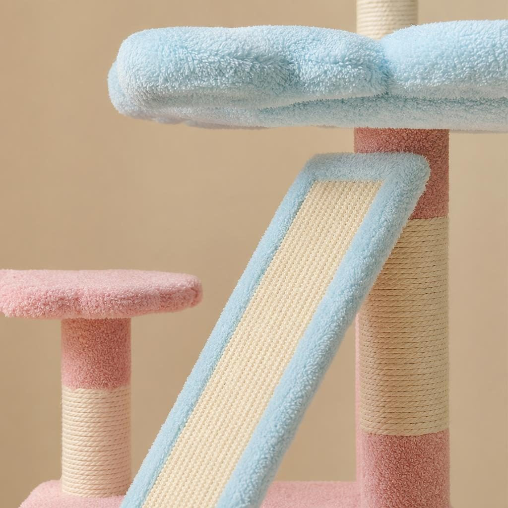 Détail de la rampe à gratter en sisal de l'arbre Capucine
