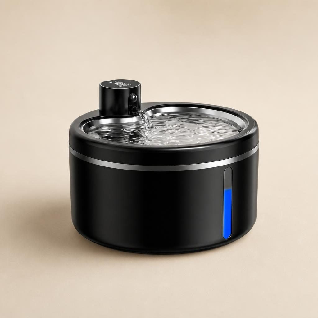 Fontaine à eau sans fil Victoire en inox 2,5 L sur fond uni